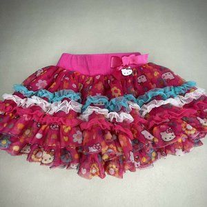 Hello Kitty  Tutu Girls Size 3T Tulle Pink Blue White Full Fancy Flower Skirt